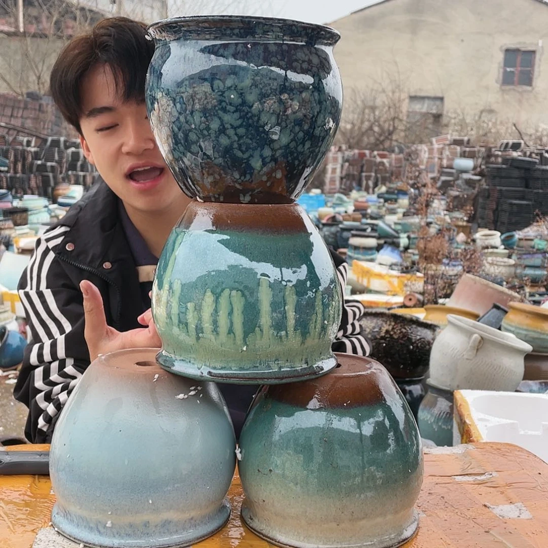 宜兴紫砂粗陶花盆