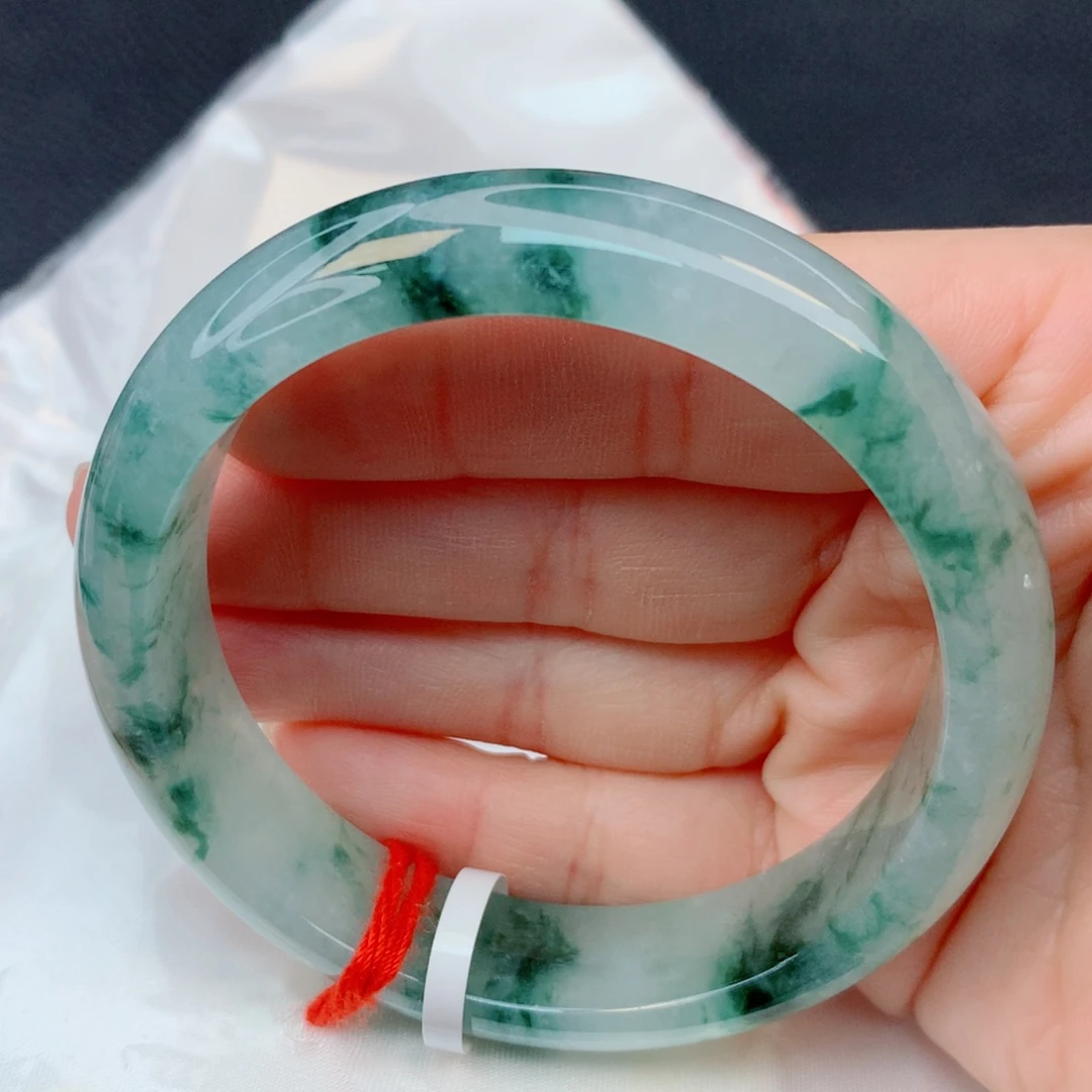 翡翠未镶嵌手镯54-55冰透满天星飘花