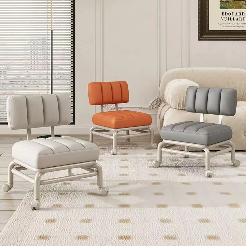 小凳子家用带娃神器软垫带靠背板凳静音滑轮凳摆件落地摆件万向轮