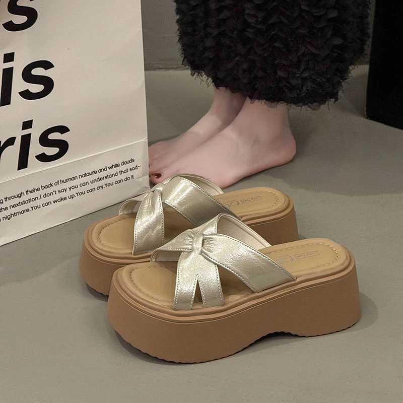 7CM增高厚底拖鞋女2025夏季新款外穿时尚百搭休闲软底防滑半拖鞋