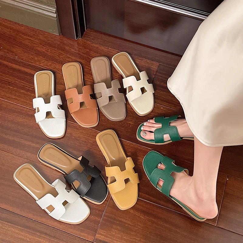 【严选】夏季平底休闲拖仙女风一字拖小香风珍珠拖鞋女外穿防滑外穿