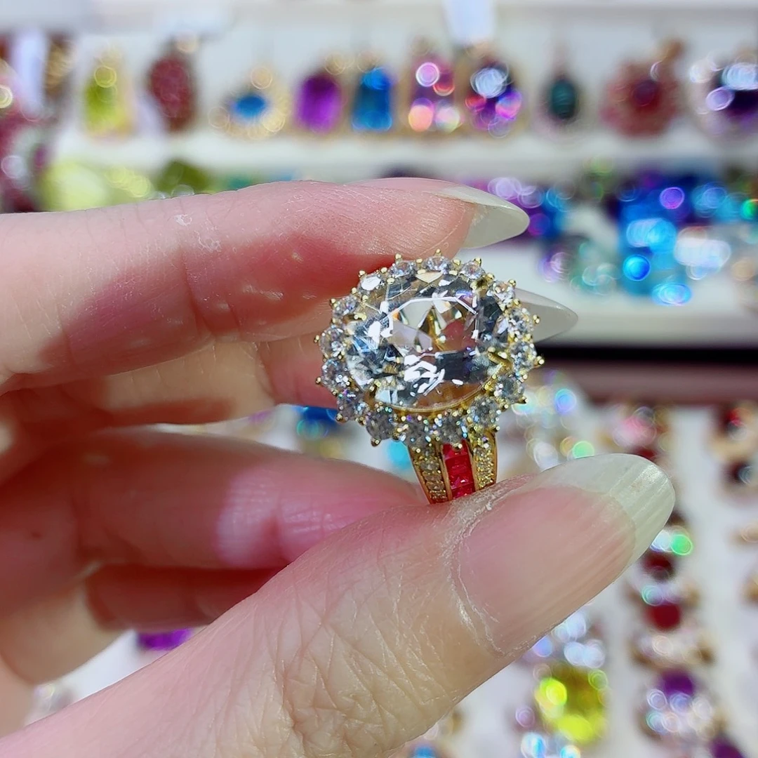 银S925镶嵌戒指水晶