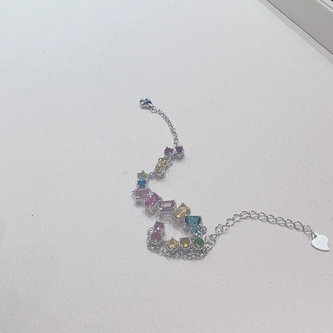 手链银S925镶嵌碧玺手链