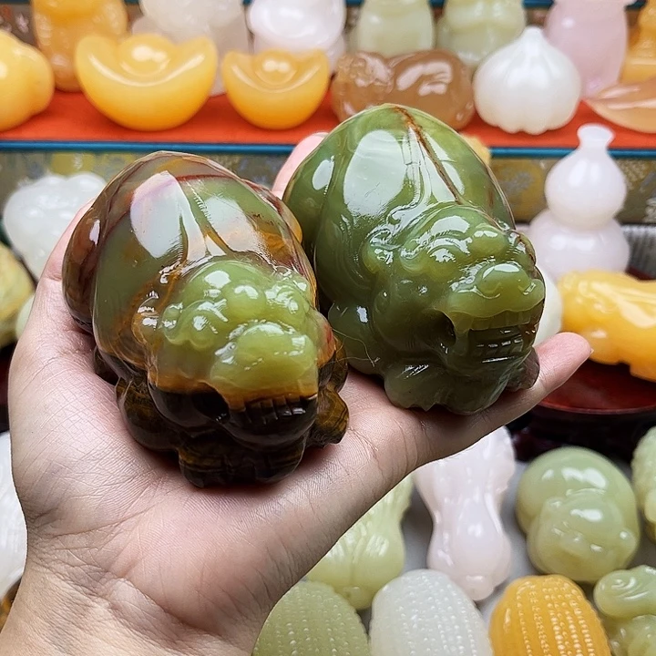 存***福石材貔貅手把摆件