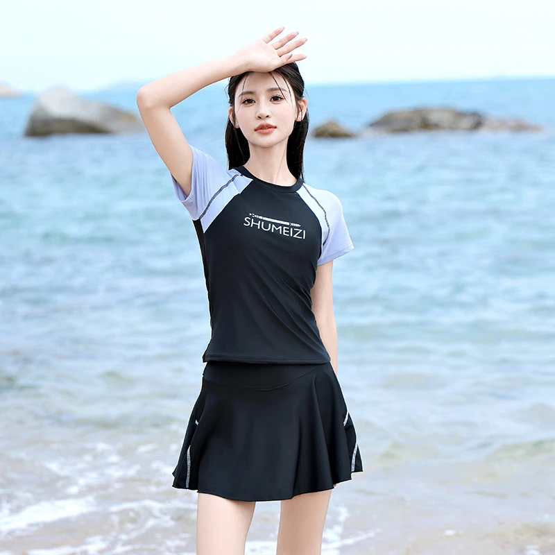 休闲遮肚裙式泳衣保守设计大码胖mm遮肉显瘦时尚韩版泡温泉游泳装