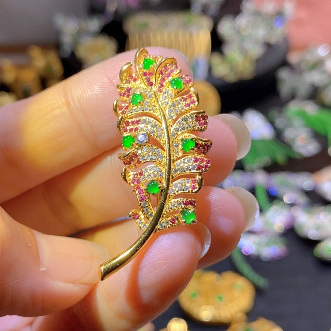 吊坠(不含链)银S925镶嵌翡翠