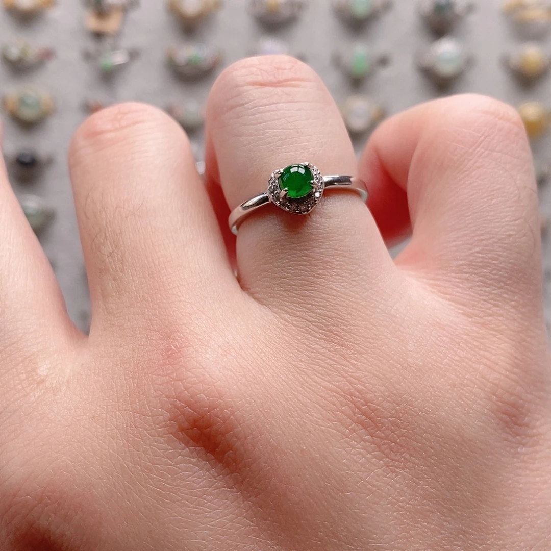 翡翠银S925镶嵌戒指