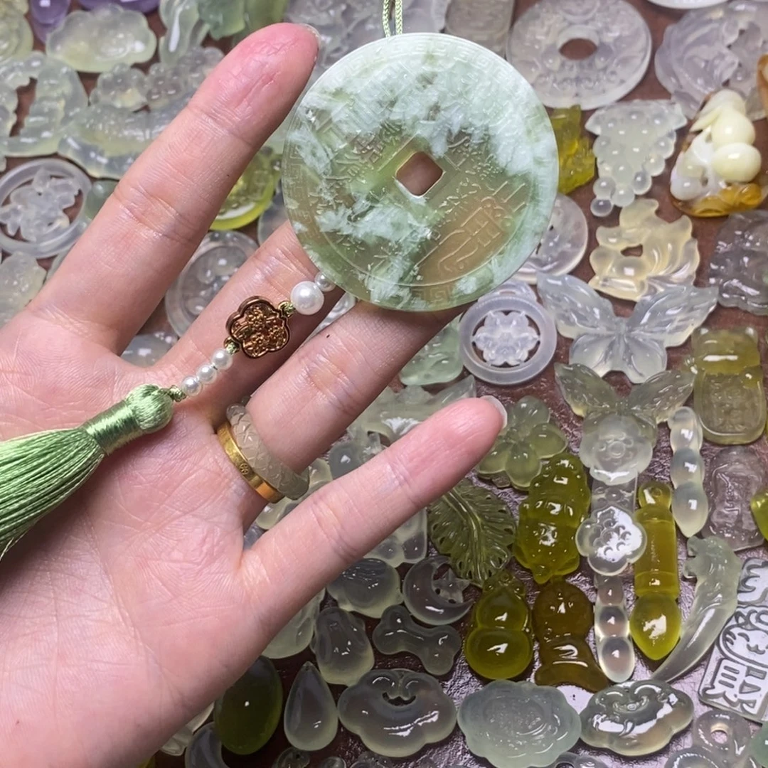 蛇纹石玉合金项链