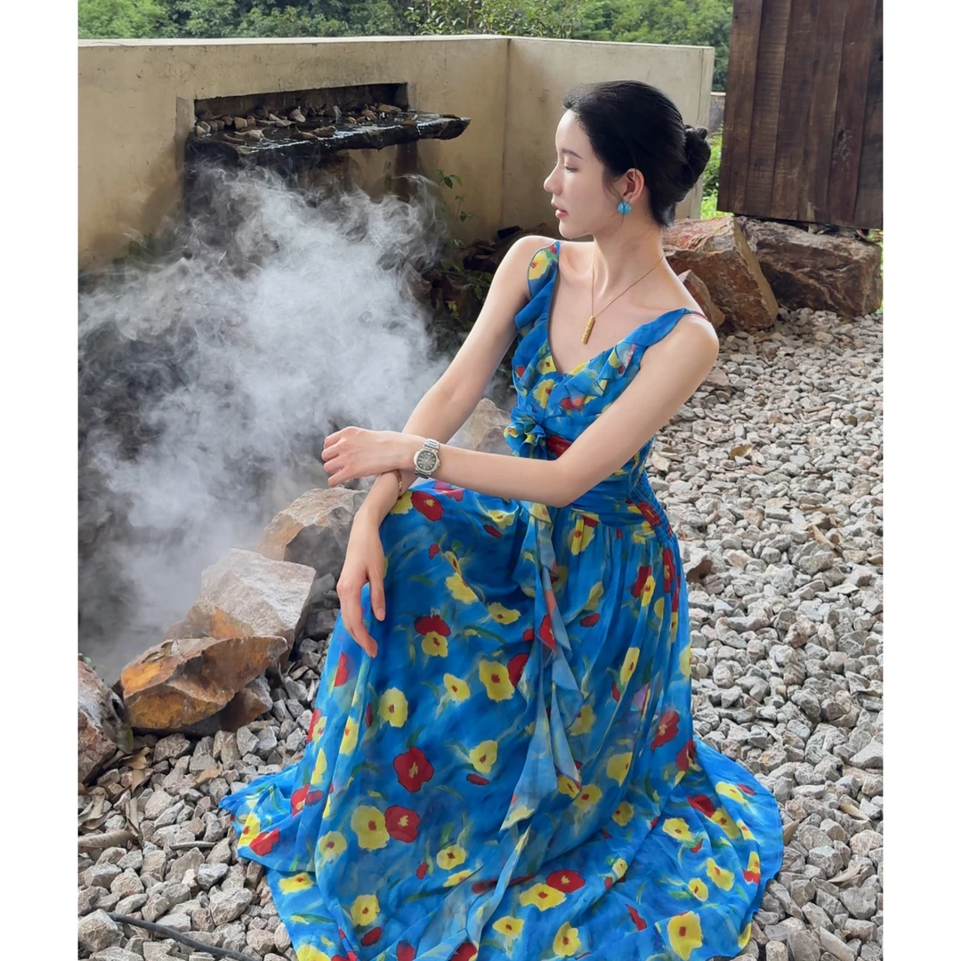 Zwinnie/詹维尼【超显白】设计感轻奢显瘦油画连衣裙 GZC202542