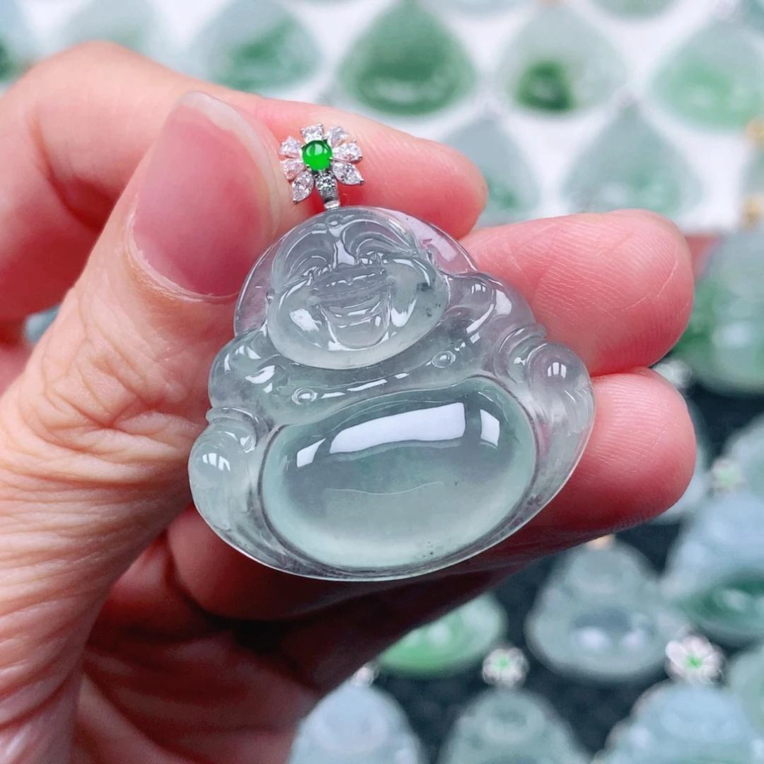 翡翠18K金镶嵌吊坠(不含链)微****?