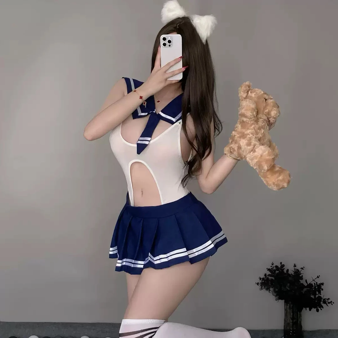 JK性感校园制服可爱水手超短裙纯欲套装学生qqnh