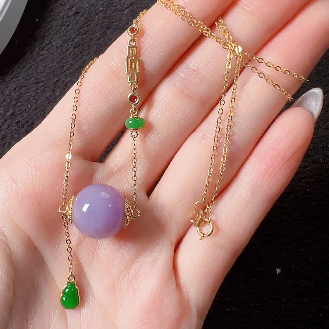 翡翠颈饰18K金镶嵌签收后24小时鉴赏期，过时不退