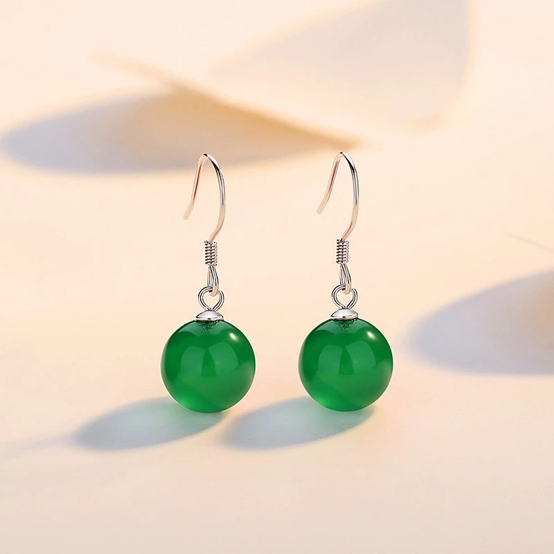 铜合金玻璃耳饰 国风复古款耳钉女轻奢耳钩耳饰XC912气质