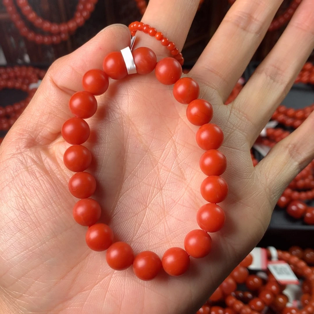 南红玛瑙手链未镶嵌猫*9m手链糖