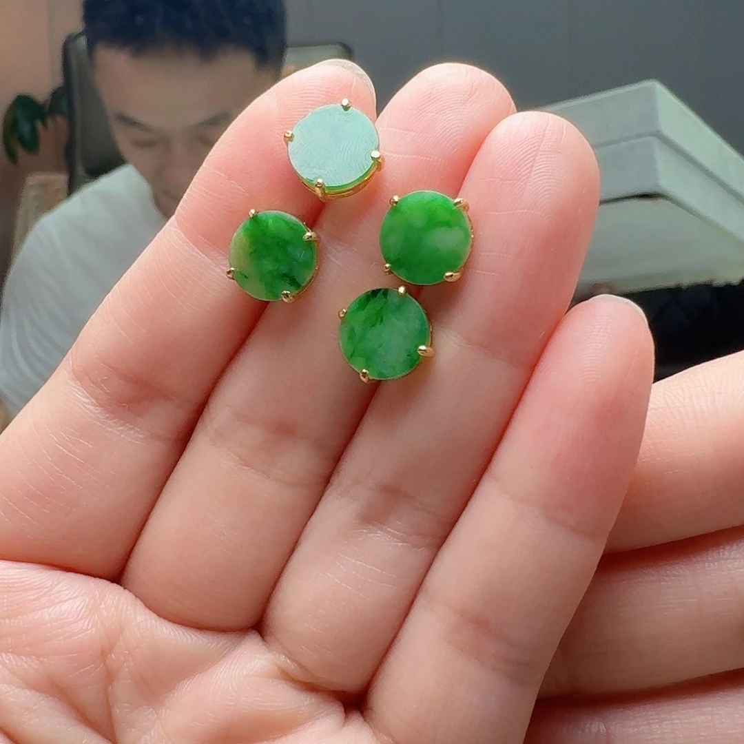 翡翠银S925镶嵌耳饰多样性发货其一