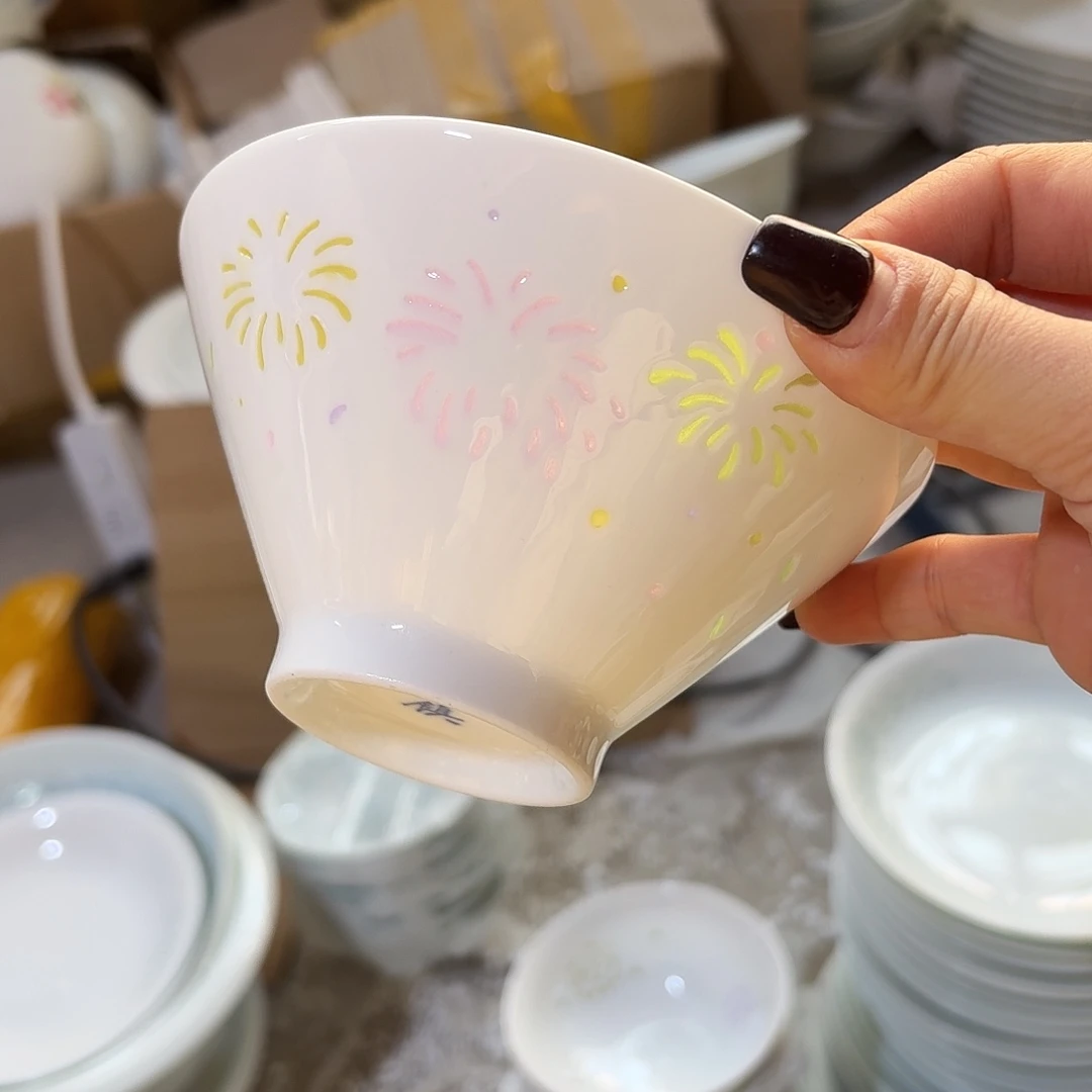 白瓷烟3个米饭碗微瑕