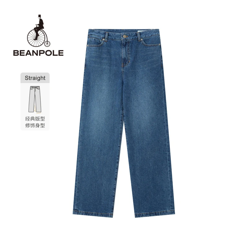 BEANPOLE滨波  2025春夏女士美拉蓝直筒休闲牛仔长裤BF5321C06