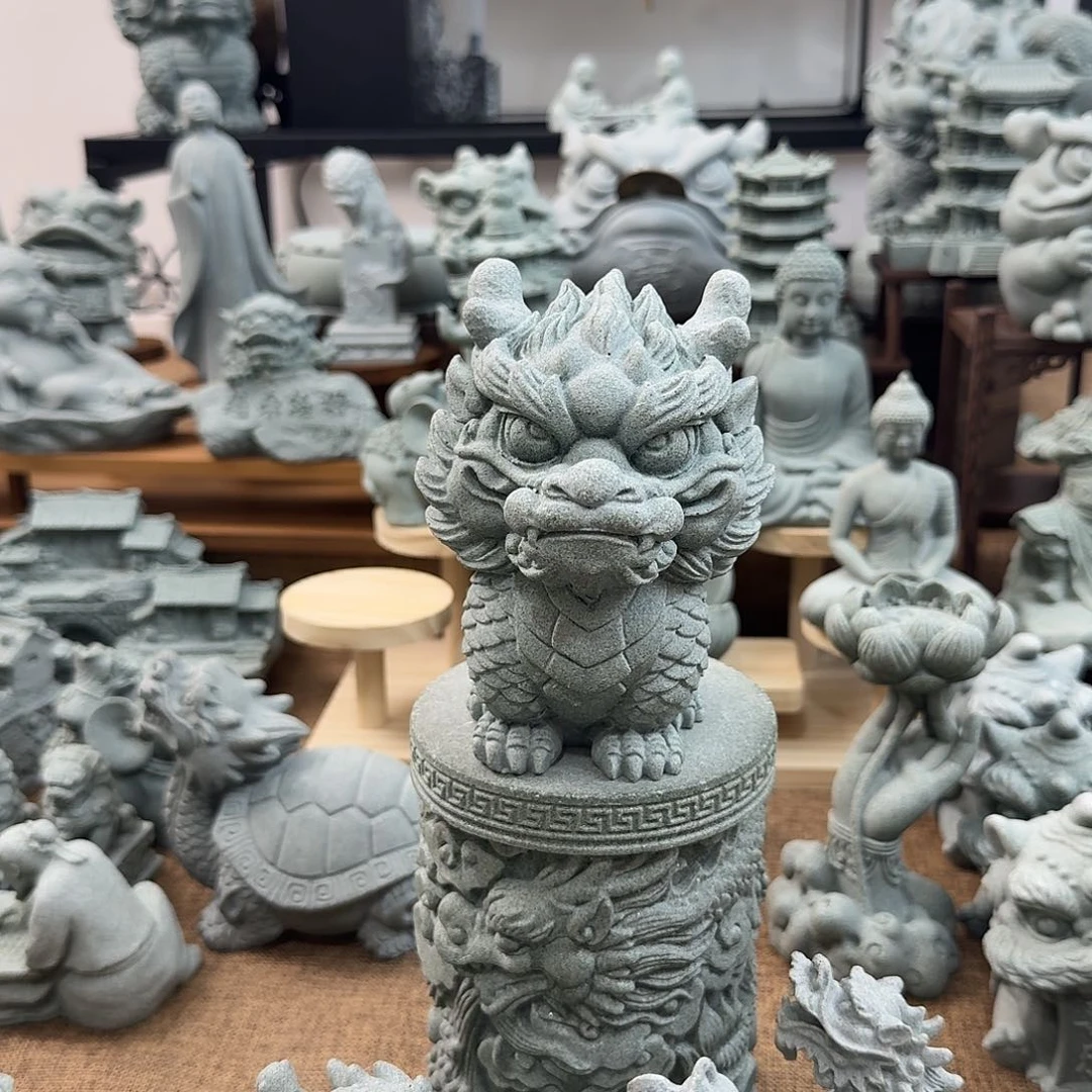 石材青砂石小龙，福禄葫芦，金钱貔貅，金钱龟
