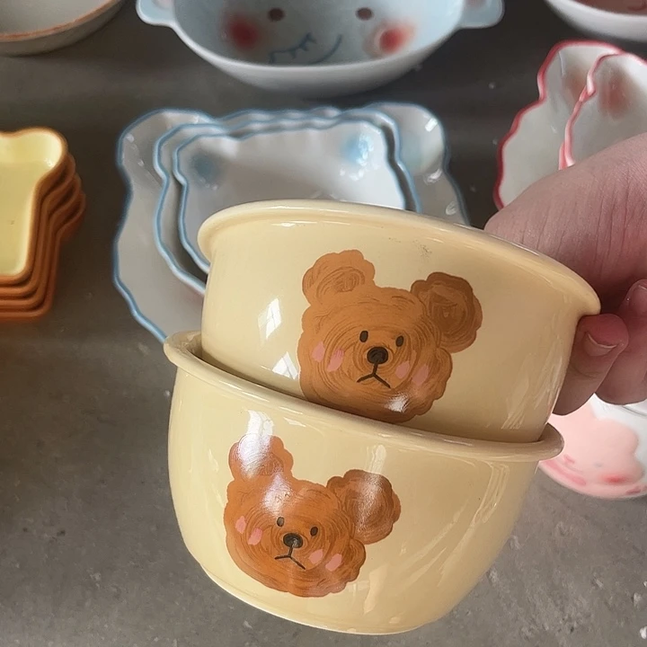 稻谷壳熊头米饭碗两个