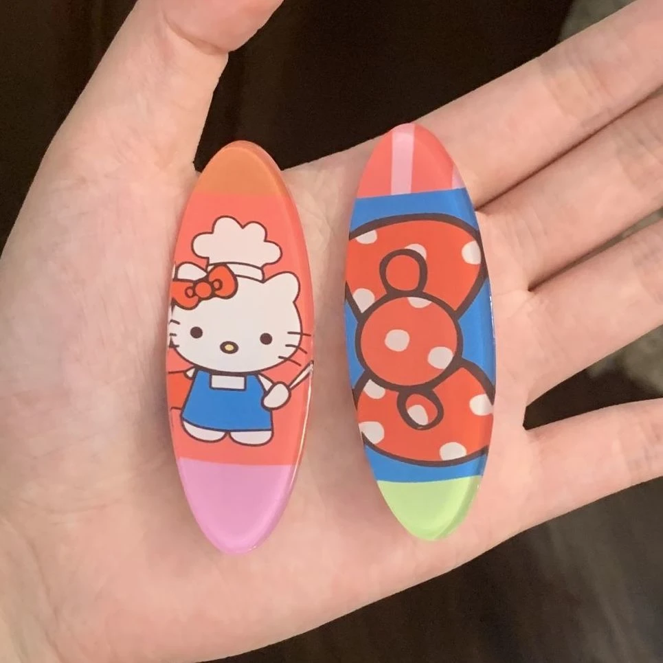 可爱椭圆厨师KT猫发夹甜美波点蝴蝶结卡通碎发刘海夹少女百搭发卡