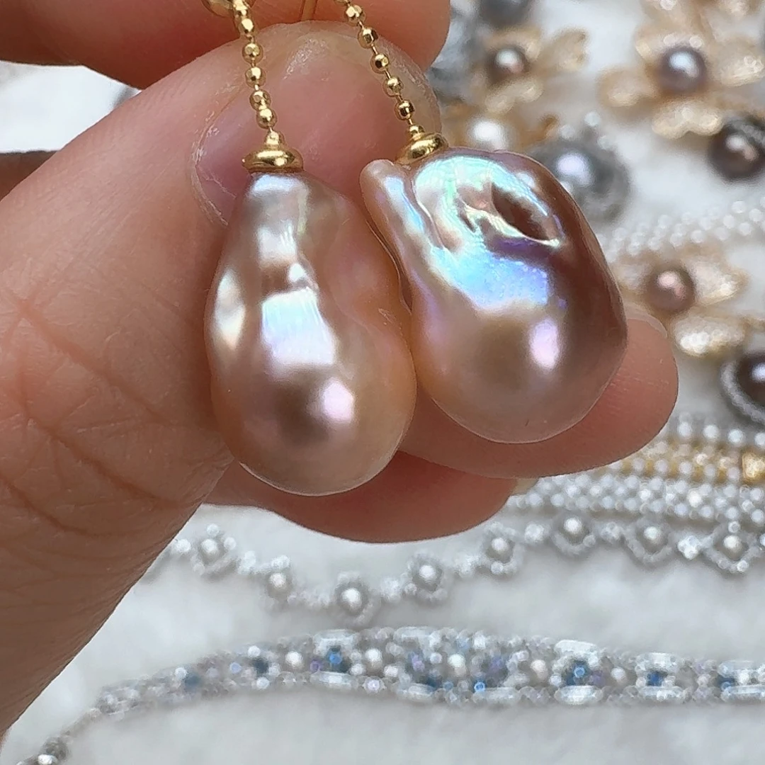 淡水珍珠银S925镶嵌耳饰