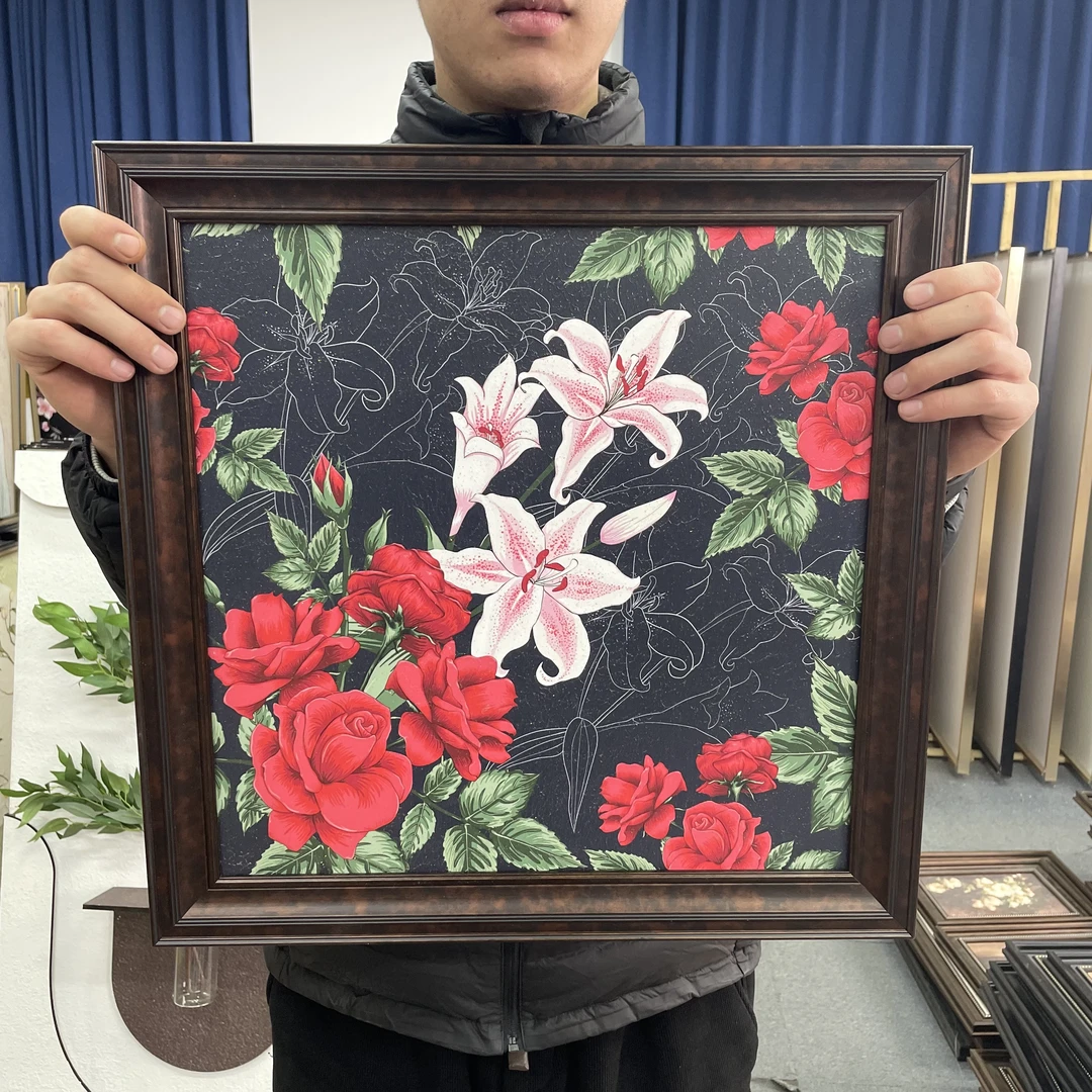 BB金沙画美式花卉玫瑰卧室装饰画餐厅挂画装饰画5050