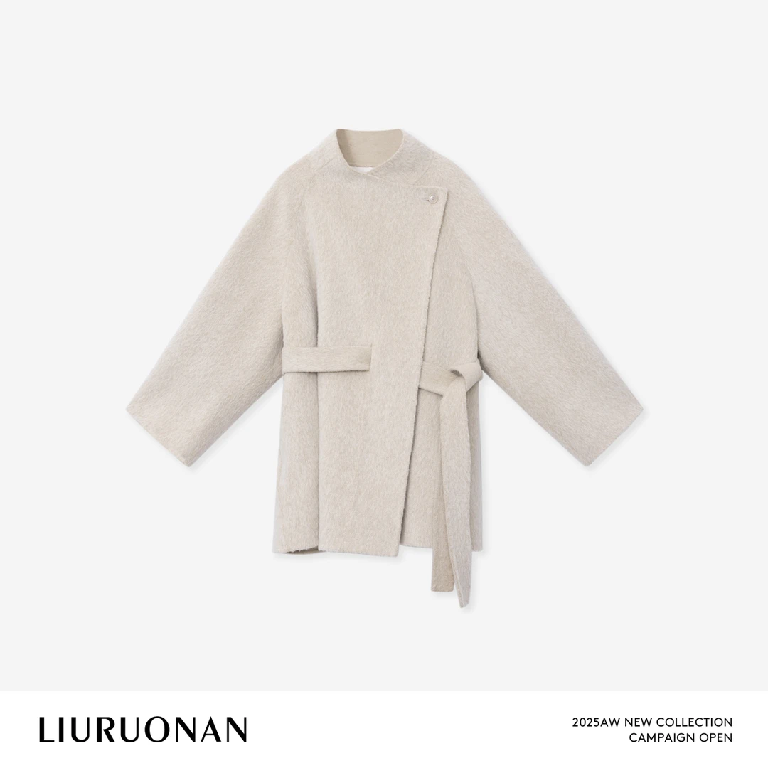 LIURUONAN 25WIN【香草奶黄大衣】立领小众设计廓形毛呢外套