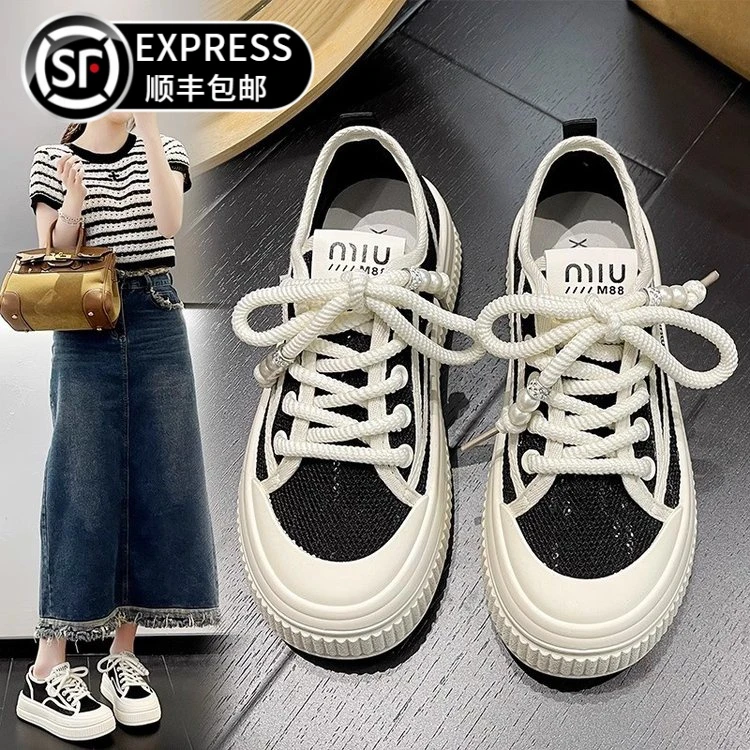黑色网纱鞋女休闲鞋子女款布鞋百搭单鞋饼干鞋轻便小白鞋运动板鞋