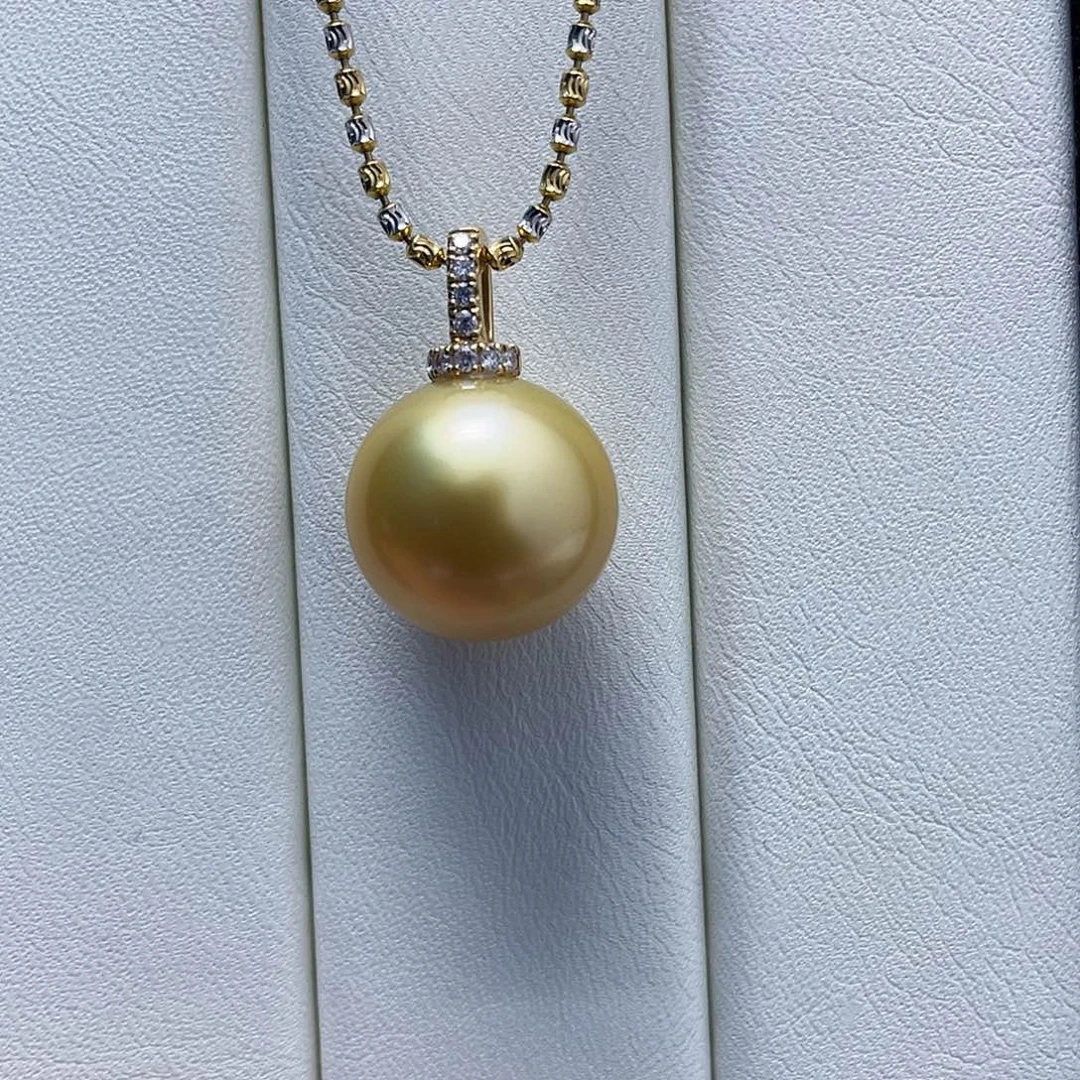 海水珍珠吊坠(不含链)18K金镶嵌点位近14