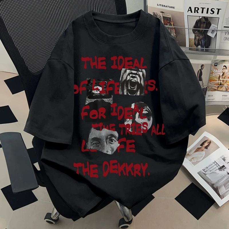 jtrt日系设计感小众短袖t恤情侣夏季新款休闲百搭半袖宽松上衣服