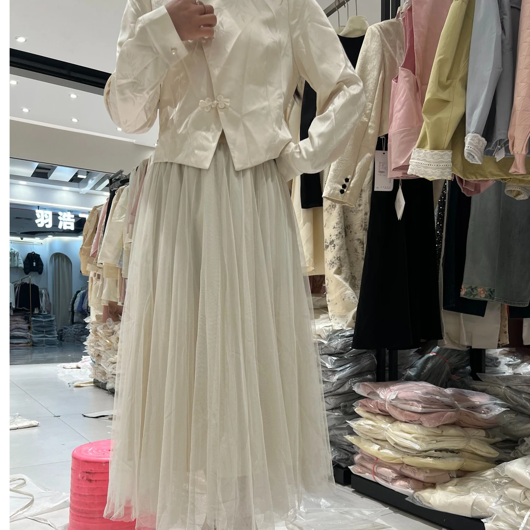 国风新中式重工刺绣旗袍改良网纱半身裙套装女高级感气质套装