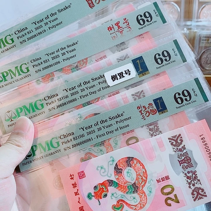 刘***文塑料蛇钞 倒置 p69分 4张