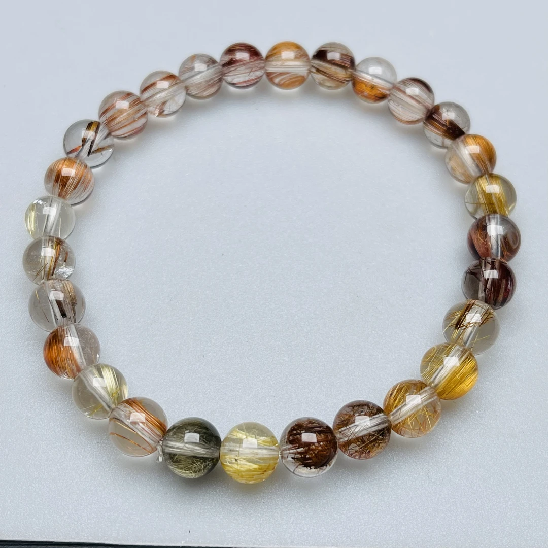 新品天然多宝发晶手链单圈尺寸7.2毫米一物一图顺发简约时尚礼物