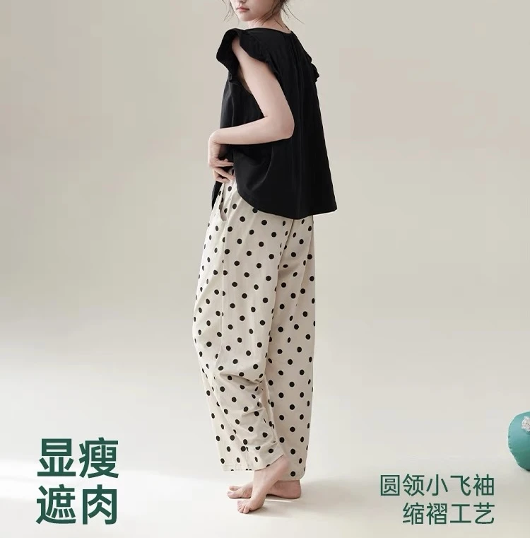 夏季95%棉超爽棉高颜值女生无袖睡衣家居服外穿透气休闲睡衣