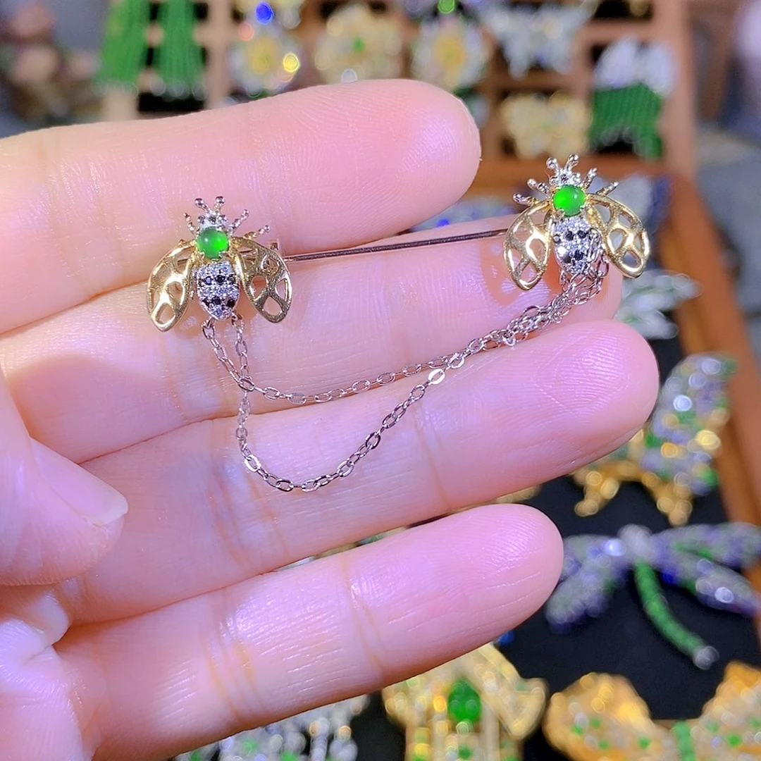 吊坠(不含链)银S925镶嵌翡翠