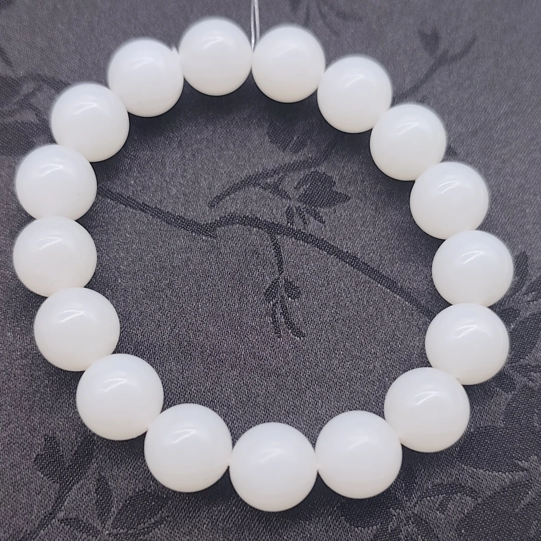 【国玉甄品】 SC027 和田玉白玉手串单珠12mm