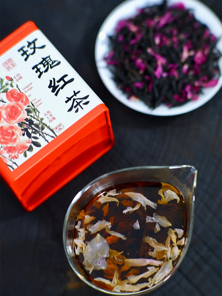 玫瑰红茶 正山小种重瓣玫瑰古法窨制 花果香 玫瑰甜香 50g罐装