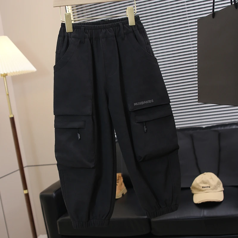 儿童工装裤2025新款男童春秋装休闲长裤裤子中大童帅气百搭束脚裤