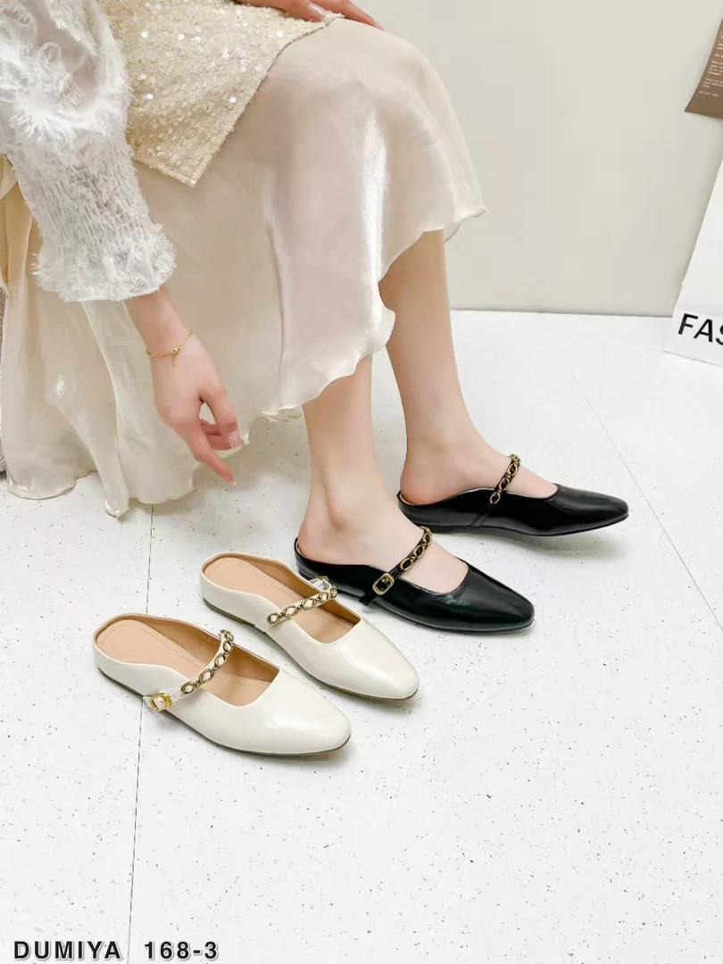 168-3杜米亚夏季新款百搭链条平底外穿包头凉拖鞋