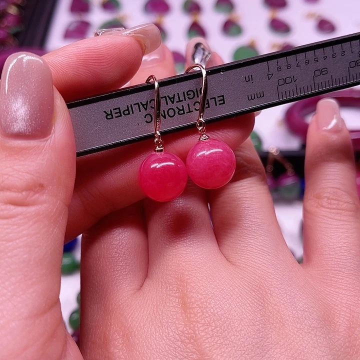 红宝石蔷薇耳坠银S925镶嵌