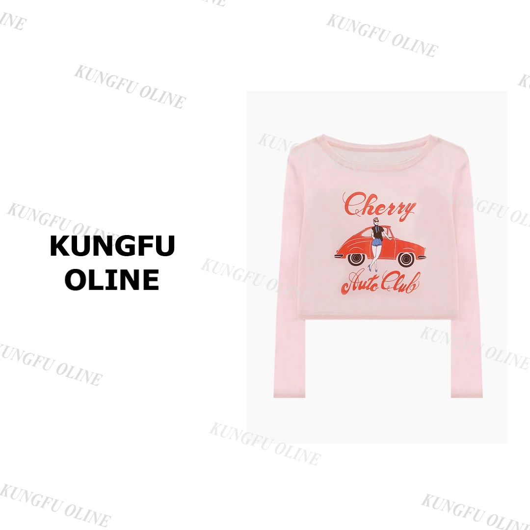 【杨咩咩】汽车女人防晒CT9700夏季薄款长袖t恤2025印花休闲上衣女