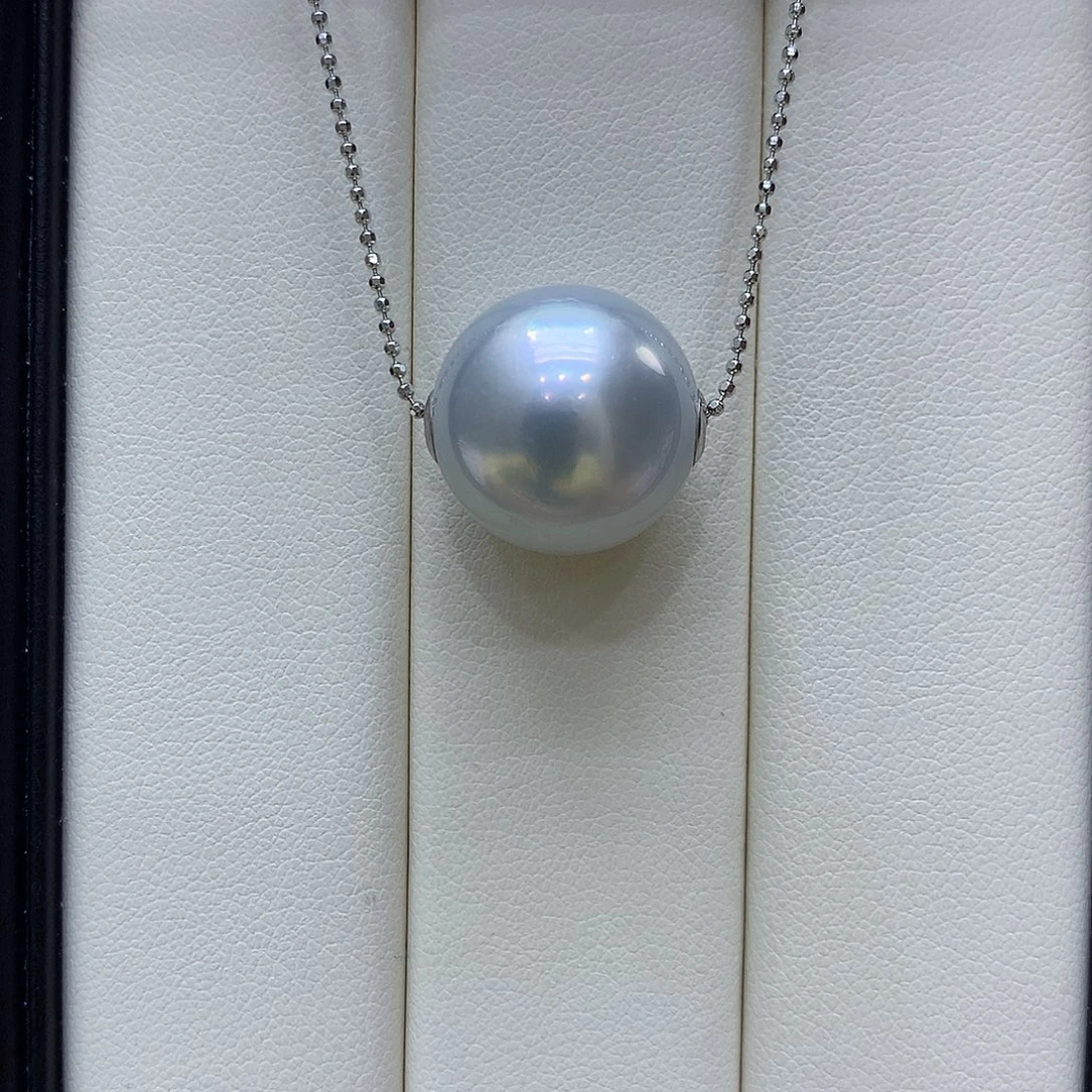 海水珍珠18K金镶嵌吊坠(不含链)16mm澳白正圆