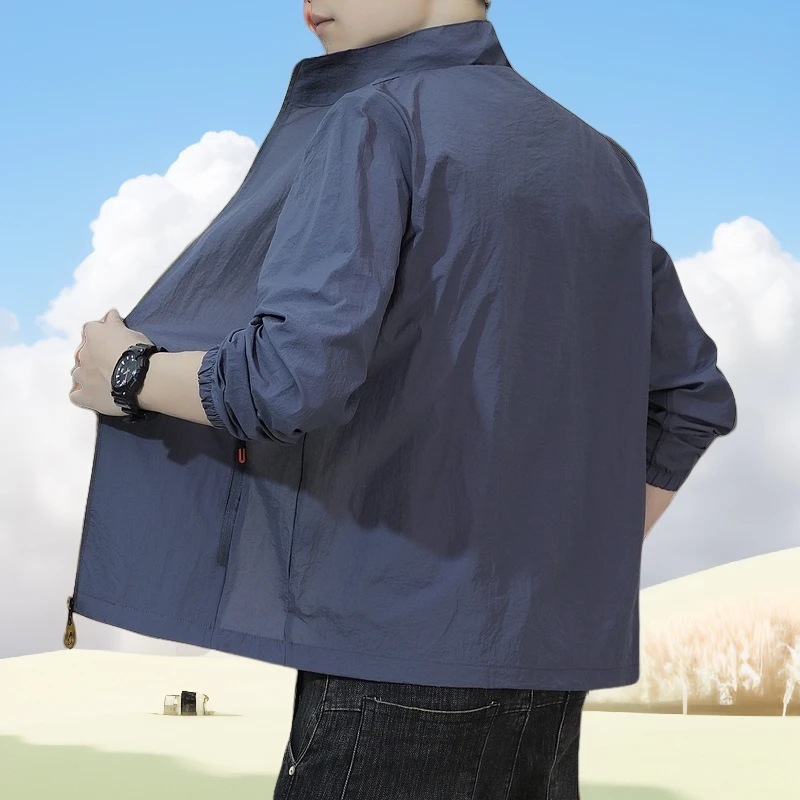 夏季男士户外运动立领休闲防晒衣登山服男抗紫外线透气轻薄户外防