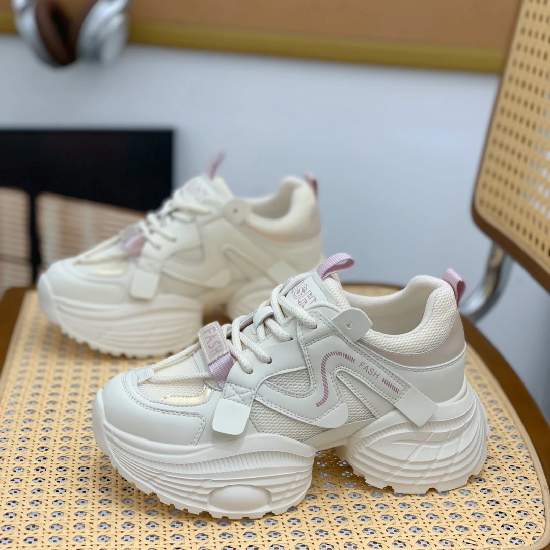 真皮爆款老爹鞋女2025春季新款百搭透气时尚炸街小蛮腰厚底休闲鞋