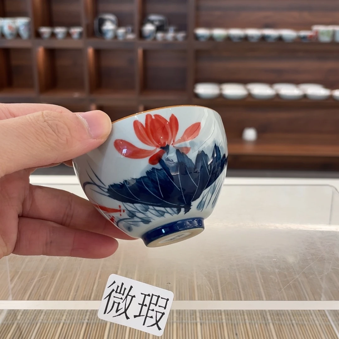 釉下手绘茶具微瑕