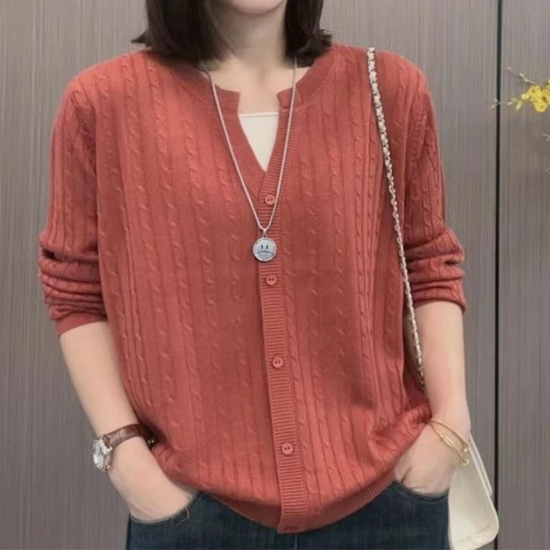 哥弟阿玛施正品宽松显瘦【80-200斤】假两件套头毛衣女秋冬洋派减龄