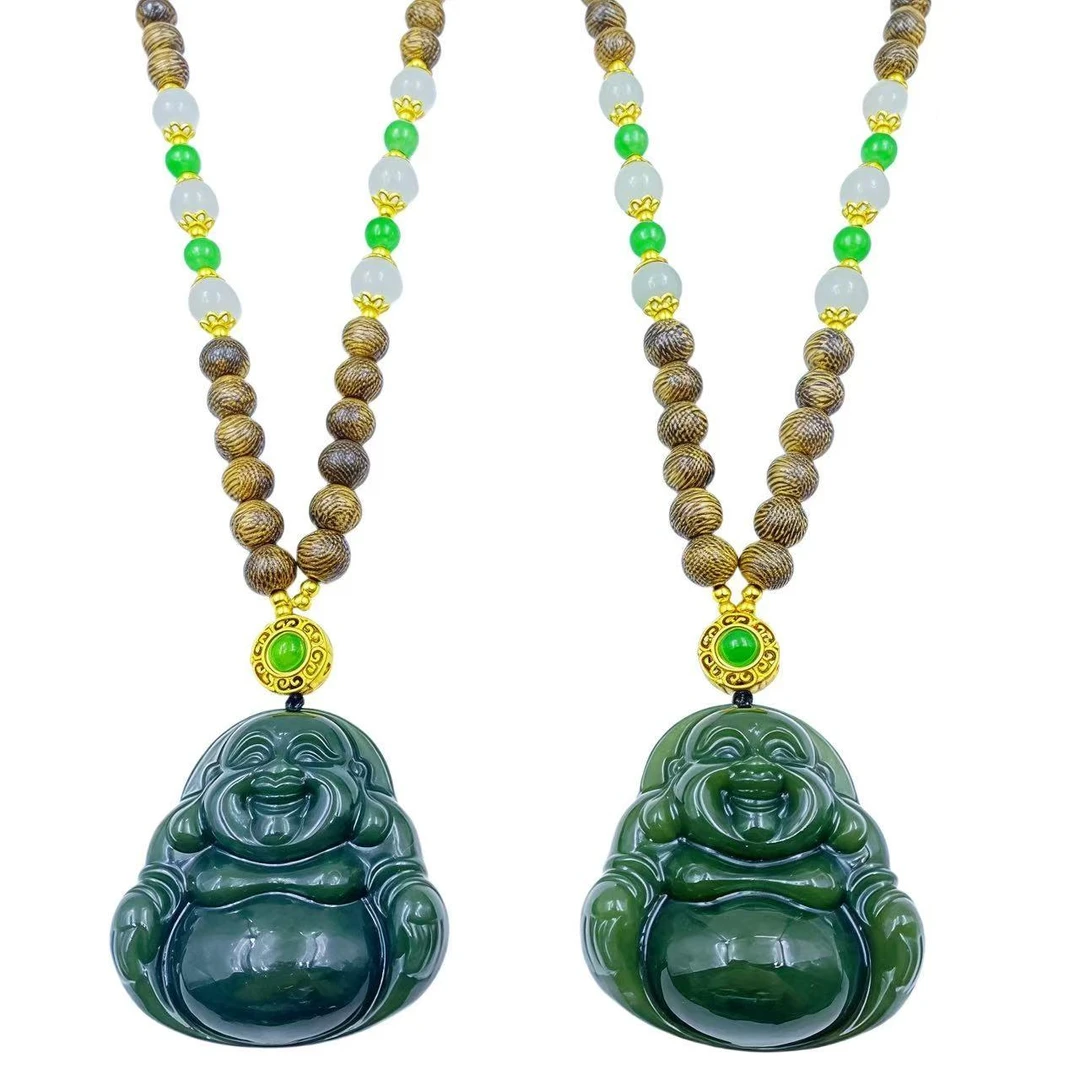 和田玉大肚佛公项链X859-多样性发其一