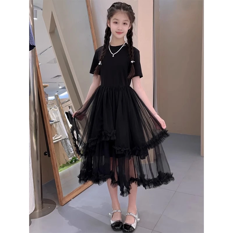 女童连衣裙夏装2025新款超好看儿童洋气花边网纱裙夏季公主裙子