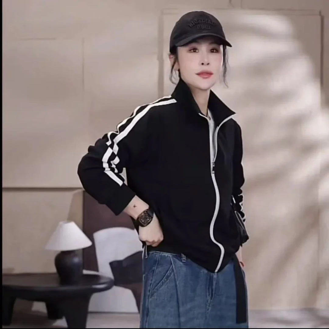 D6017冬款新款时尚休闲气质百搭棒球领纯色宽松外套