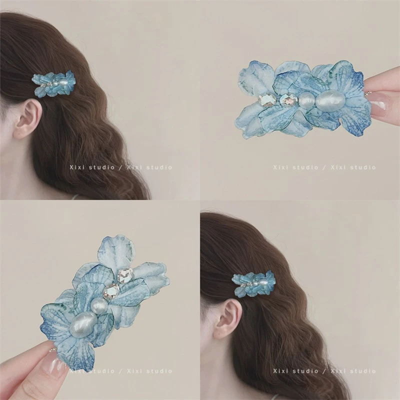 珍珠花朵发夹边夹侧边短烫发发卡子女2025新款春夏头饰2025发饰